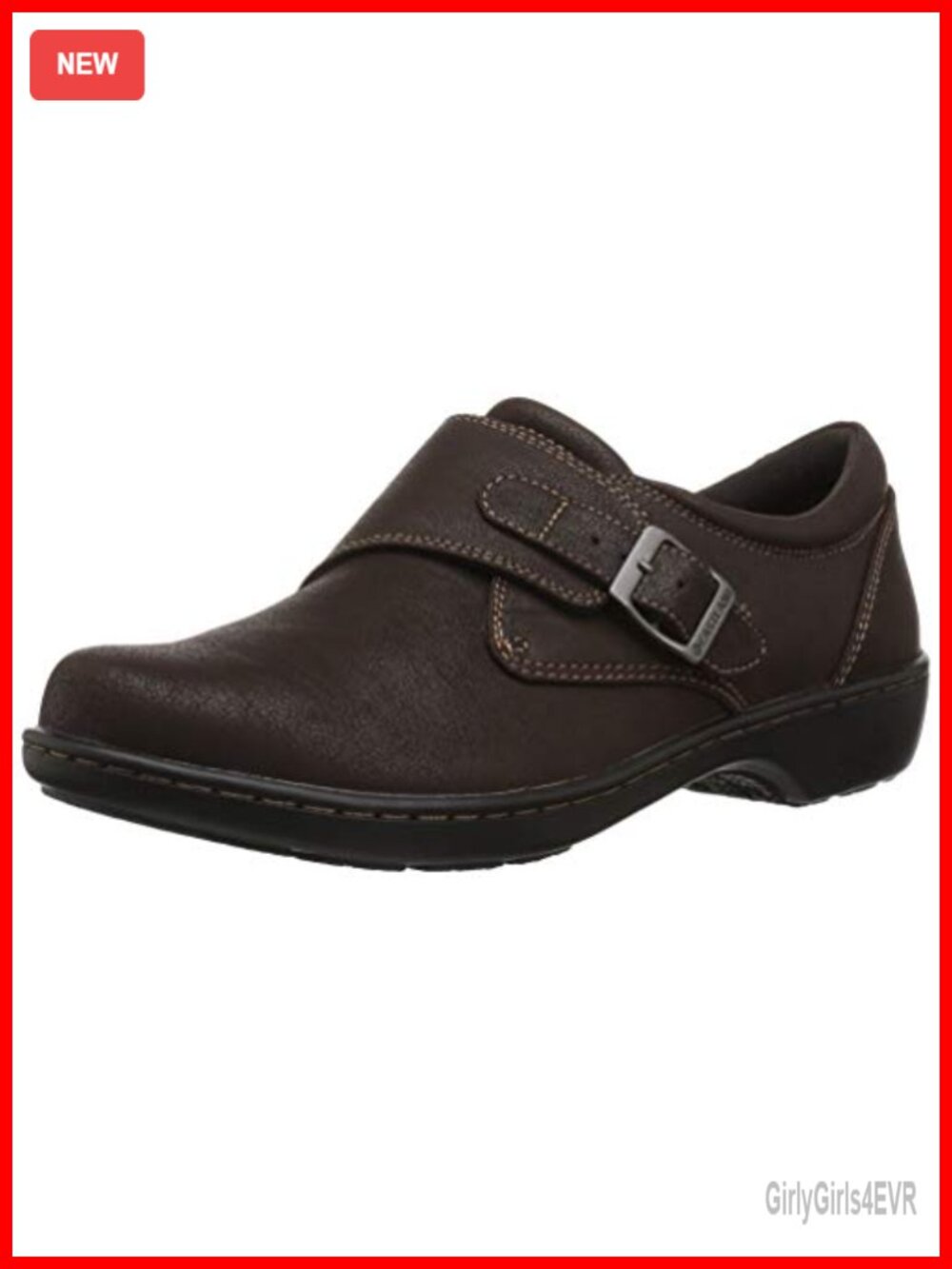 Synthetic Leather Loafers with Memory Foam & Buckle, Casual Walking Shoes